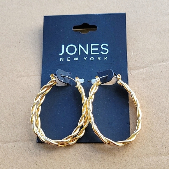 Jones New York Golder Twist Hoop Earrings. - Picture 1 of 3